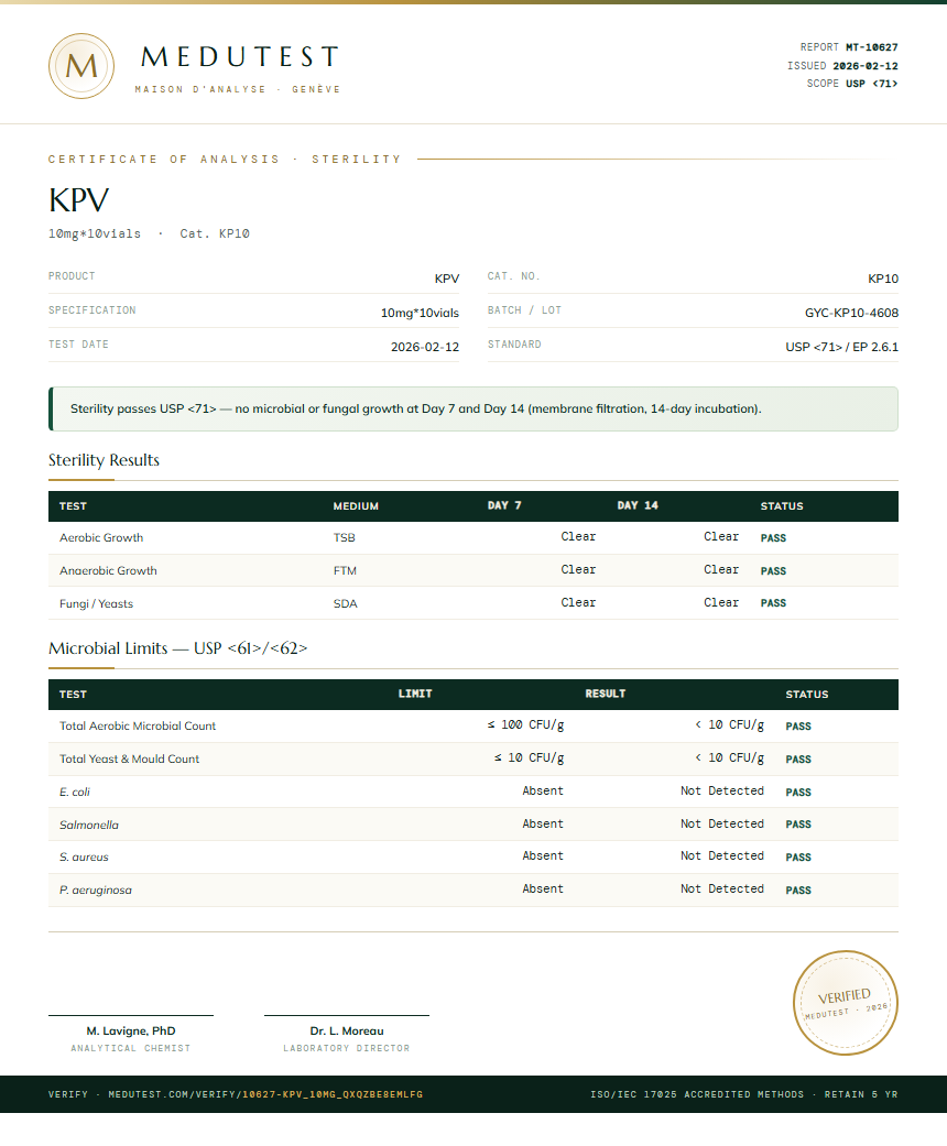KPV Sterility report by Medutest